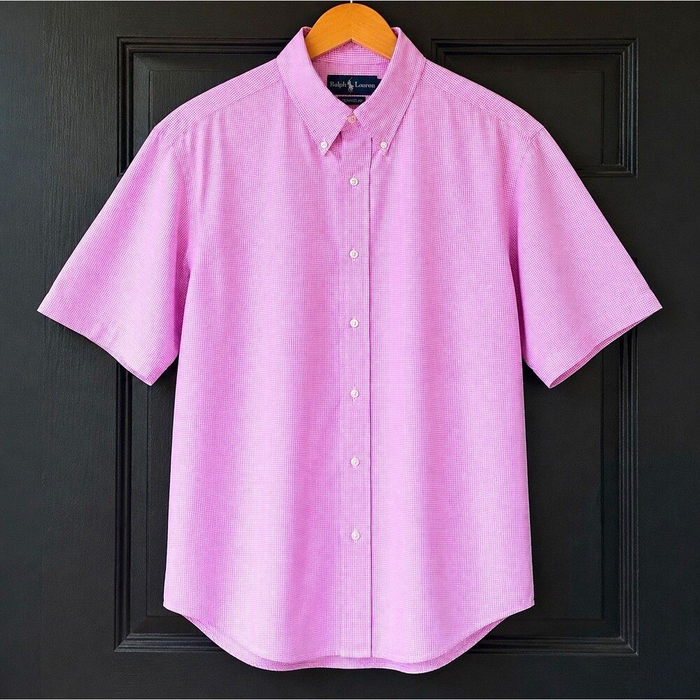Ralph Lauren Classic Fit Men’s XL Pink Check Cotton SS Button-Down